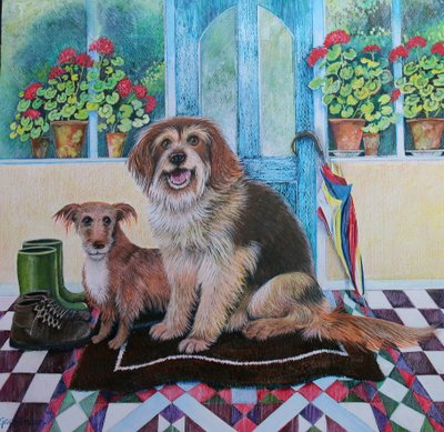 Time for Walkies、2021年、（紙にアクリル） 作： Lisa Graa Jensen