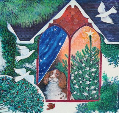クリスマスを待っている、2021年、（紙にアクリル） 作： Lisa Graa Jensen