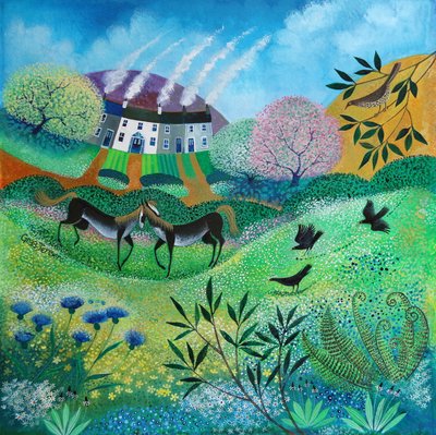 野草の草原、2020年（紙にアクリル絵の具 作： Lisa Graa Jensen