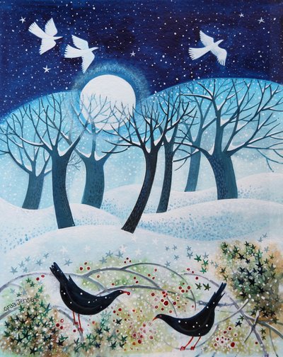 雪の中の冬鳥、2019年 作： Lisa Graa Jensen
