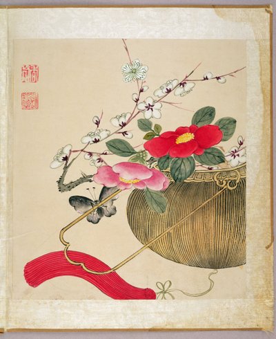 19世紀後半の花と昆虫の一連の絵画の1つ 作： Liu Hua