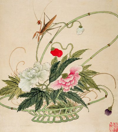 19世紀後半の花と昆虫の一連の絵画の1つ 作： Liu Hua