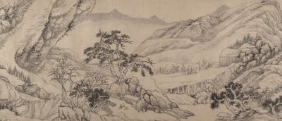 小川と山の中を旅する、1680年。 作： Liu Yu