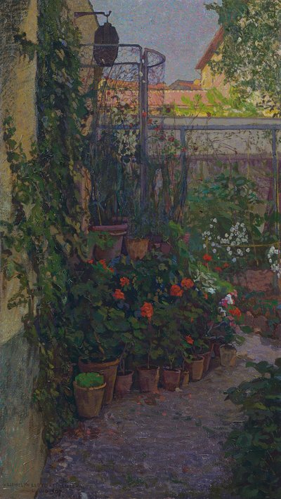 トリプティクまたは咲く庭（サイドパネル）1907 作： Llewelyn Lloyd