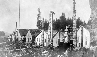 アラスカ州ハウカンのインディアンビレッジ、1896年 作： Lloyd Valentine and Pond, Edwin Percy Winter