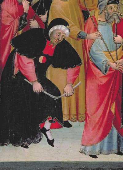 ユダヤ人のバルセロニア人、聖母と聖ジョージの祭壇画の詳細、1390〜1400年頃（パネルのテンペラ） 作： Lluís Borrassà