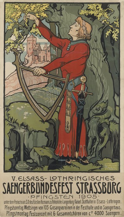 1905 年、ストラスブールのサンガーブンデスフェスト歌手祭。 作： Léo Schnug
