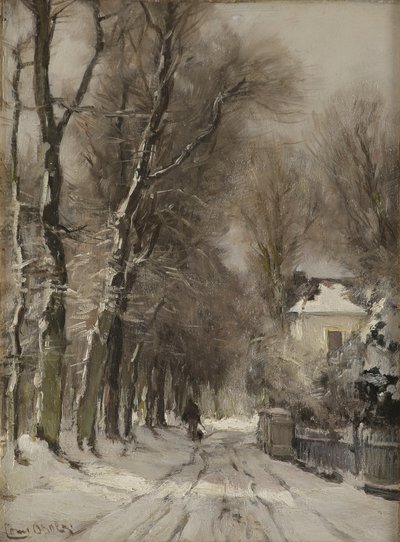 冬の雪道（油彩・パネル） 作： Lodewijk Frederik Hendrik (1850 1936) Apol