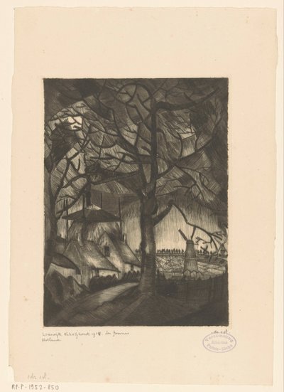農場 Les Fermes (オブジェクトの原題) 作： Lodewijk Schelfhout (signed by artist)