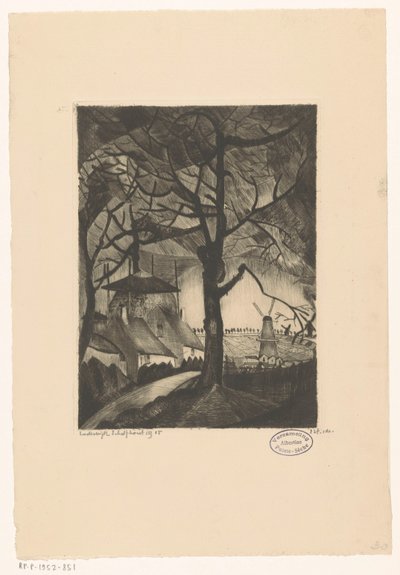 農場 Les Fermes (オブジェクトの元のタイトル) 作： Lodewijk Schelfhout (signed by artist)