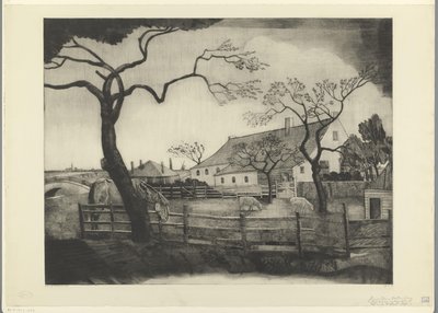 オランダの牧場 Grande ferme Hollandais (原題) 作： Lodewijk Schelfhout (signed by artist)