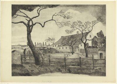 オランダの牧場 Grande ferme Hollandais (原題) 作： Lodewijk Schelfhout (signed by artist)