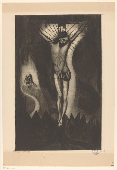 十字架上のキリスト Le Christ II (原題) 作： Lodewijk Schelfhout (signed by artist)