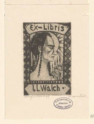 Jan WalchによるEx-libris 作： Lodewijk Schelfhout (signed by artist)