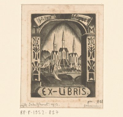 T. MengelbergによるEx libris 作： Lodewijk Schelfhout (signed by artist)