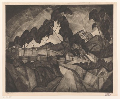 プロヴァンスの丘陵風景 La Provence (オブジェクトの元のタイトル) 作： Lodewijk Schelfhout (signed by artist)