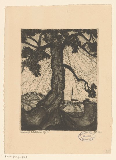 集落のある丘陵の風景 Le Village I (原題) 作： Lodewijk Schelfhout (signed by artist)