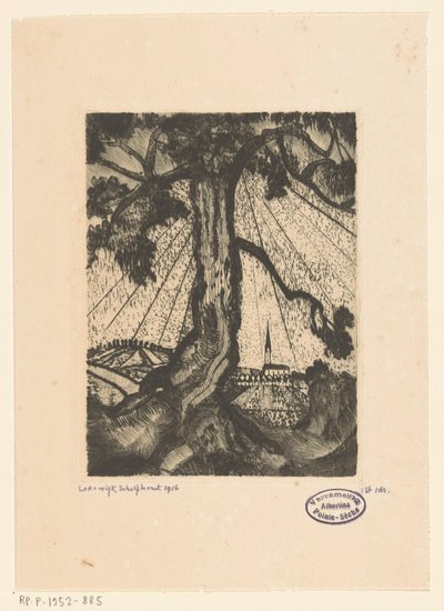 集落のある丘陵の風景 Le Village I (原題) 作： Lodewijk Schelfhout (signed by artist)