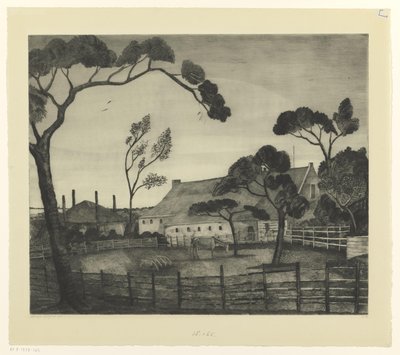 農場と牧草地のあるオランダの風景 Paysage Hollandais (原題) 作： Lodewijk Schelfhout (signed by artist)