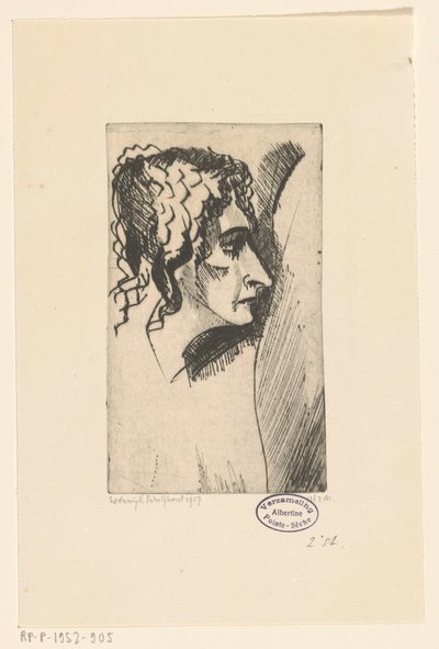 女性の頭 Tête de femme IV (原題) 作： Lodewijk Schelfhout (signed by artist)