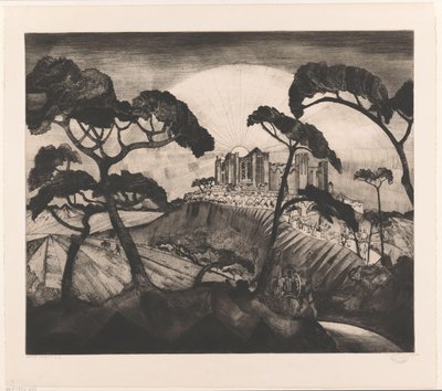 丘の上の城 Le Chateau II (原題) 作： Lodewijk Schelfhout (signed by artist)