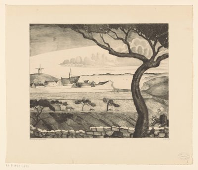 田舎道のある海岸の風景 サンピエール（原題） 作： Lodewijk Schelfhout (signed by artist)