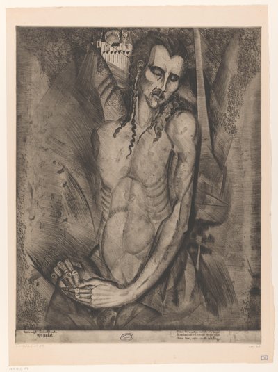 目を閉じて裸の男 Le Martyr (原題) 作： Lodewijk Schelfhout (signed by artist)
