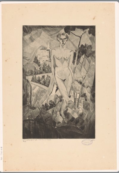丘陵風景の中の裸の女性 Nue dans un paysage (オブジェクトの元のタイトル) 作： Lodewijk Schelfhout (signed by artist)