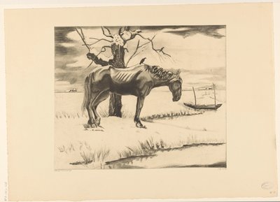 雪景色の馬 ヴィエイユ（原題） 作： Lodewijk Schelfhout (signed by artist)