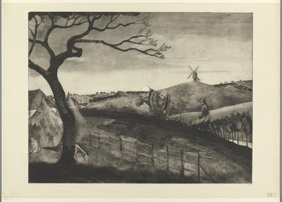 Etikhove で牛と農夫を耕す Laboreur Flamand (原題) 作： Lodewijk Schelfhout (signed by artist)