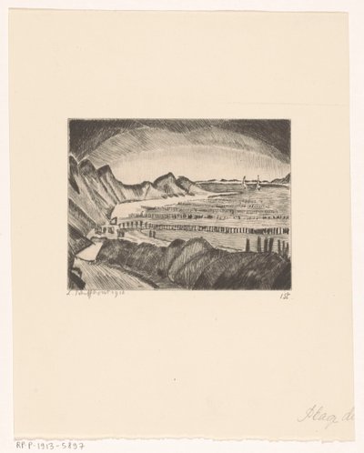 ドンブルグ ビーチ Plage de Dombourg (原題) 作： Lodewijk Schelfhout (signed by artist)
