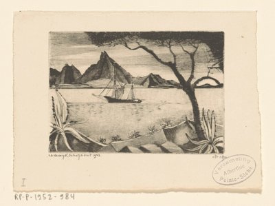 湾の帆船 ル・バトー（原題） 作： Lodewijk Schelfhout (signed by artist)