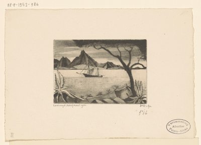 湾の帆船 ル・バトー（原題） 作： Lodewijk Schelfhout (signed by artist)