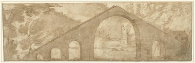 風景の中の急な橋 作： Lodewijk Toeput (attributed to)