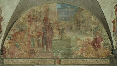 聖アントニヌス、フィリカイア家の若者を死から蘇らせる（フレスコ画 作： Lodovico Buti