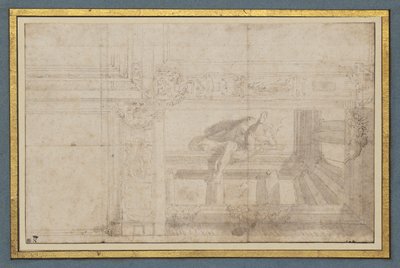Ignudo、サラ ディ ウリッセのフレスコ画の天井、パラッツォ ポッジ、ボローニャ 作： Lodovico Carracci