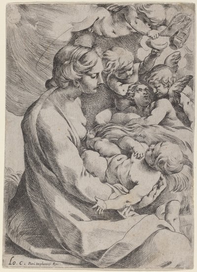 聖母子と天使たち 作： Lodovico Carracci