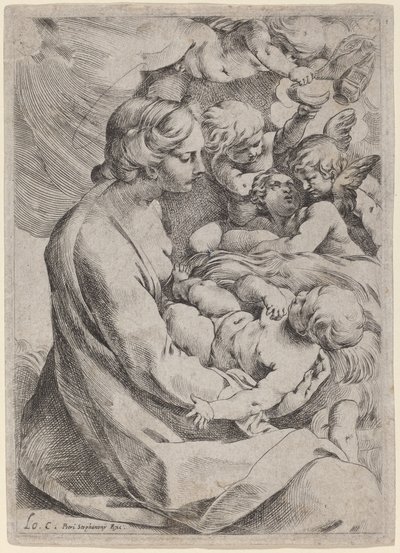 聖母子と天使たち 作： Lodovico Carracci