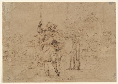 風景の中の聖クリストファー (または聖ロック?) 作： Lodovico Carracci