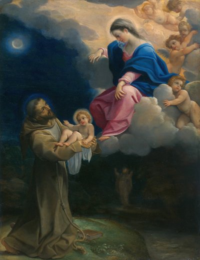 聖フランシスコの幻影」1602年頃 作： Lodovico Carracci