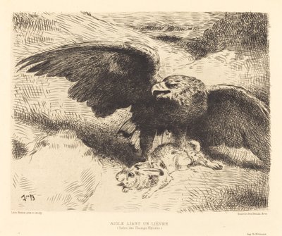 うさぎに飛びかかるワシ 作： Léon Bonnat