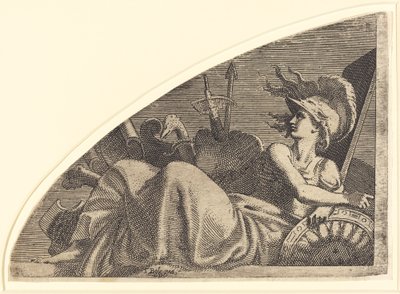 トロフィーに座るベローナ 作： Léon Davent after Francesco Primaticcio