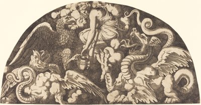 スティクスの水をプシュケーにもたらすジュピター 作： Léon Davent after Giulio Romano