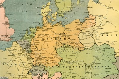 主要な戦争の場を示す中欧の地図」1919年 作： London Geographical Institute