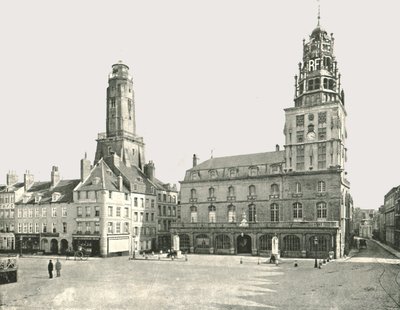 時計塔とホテルドヴィル、カレー、フランス、1895年。 作： London Stereoscopic and Photographic Co