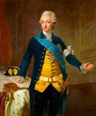 "Porteait du roi Gustave III de Suede (1771-1792)"(スウェーデンのグスタフ3世の肖像）Peinture de Lorenz II Pasch (1733-1805) 作： Lorens the Younger Pasch
