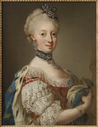 Sophie Madeleine de Danemark, reine de Suede - スウェーデン女王Sophia Magdalena of Denmark (1746-1813)の肖像、Pasch, Lorenz, the Younger (1733-1805)作。油彩・キャンバス 作： Lorens the Younger Pasch