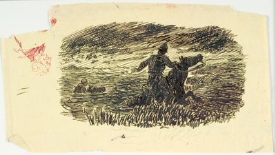 海から駆け上がる二人の騎手 作： Lorenz Frølich