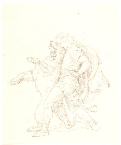 Skjold のクマとの戦いのドラフト 作： Lorenz Frølich