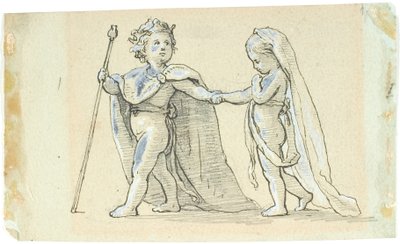 王様と女王様の遊び好きな子供たちとのビネット 作： Lorenz Frølich